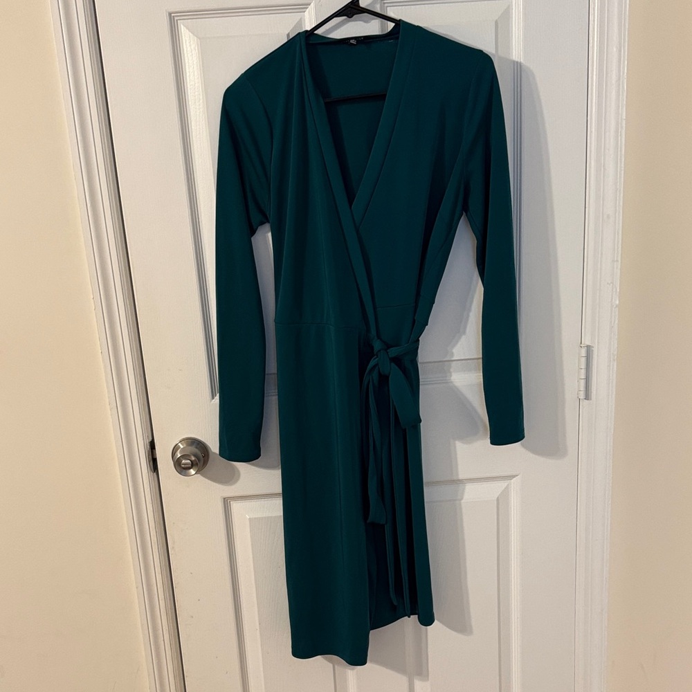 The Limited Teal Green Long Sleeve Wrap Dress